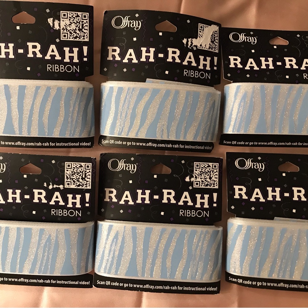 Rah-Rah Light Blue Glitter Zebra Stripe Ribbon - Kids Hair Accessories